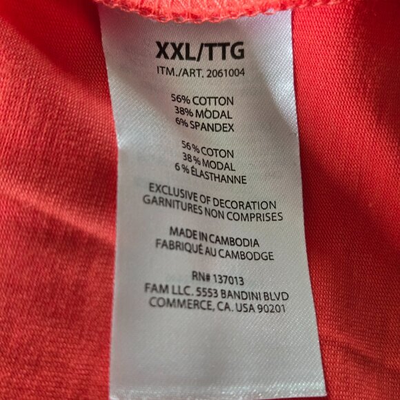 BANANA REPUBLIC Bright Red/Orange V Neck Short Sleeve Top XXL - Picture 4 of 5